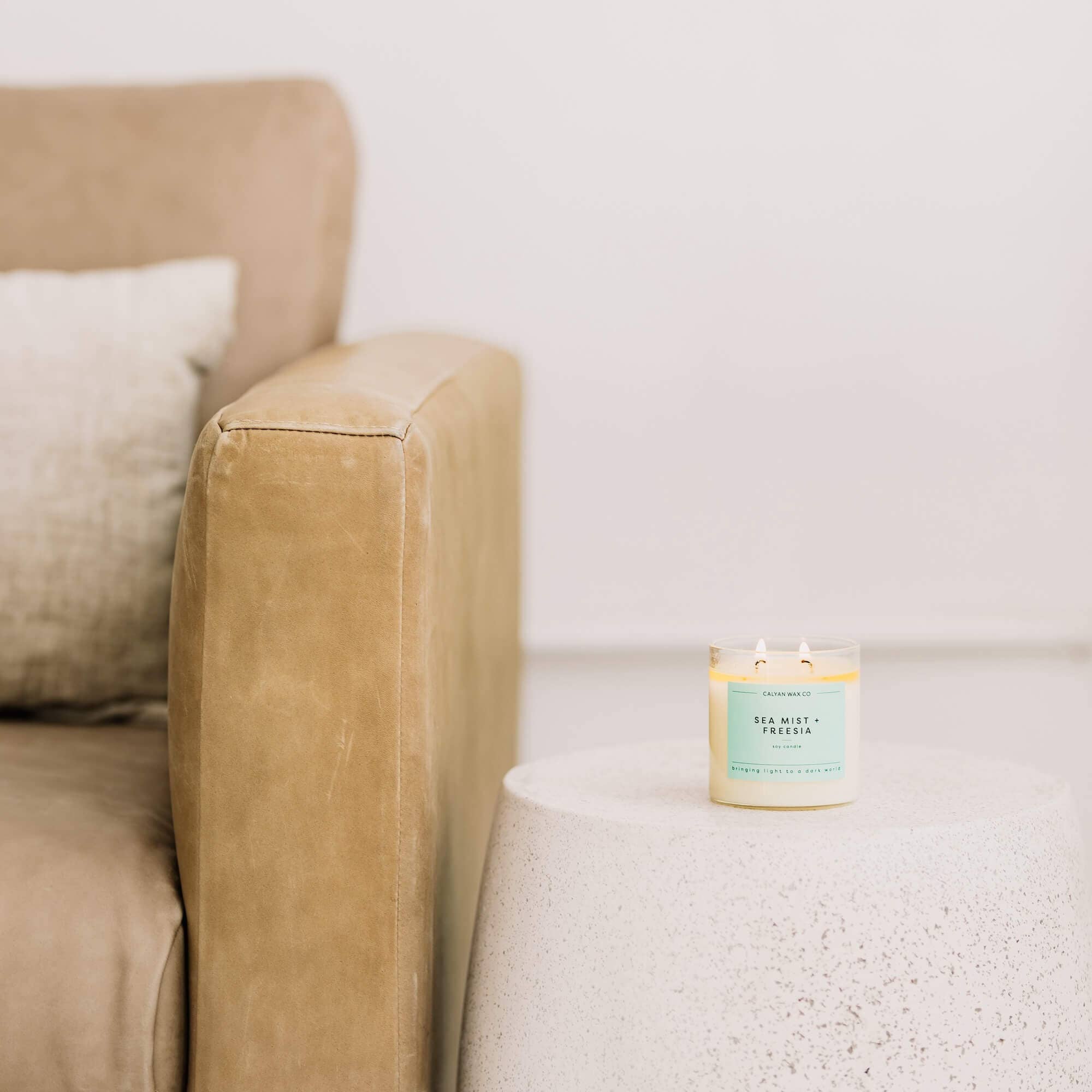 Sea Mist + Freesia - Clear Glass Tumbler Soy Candle