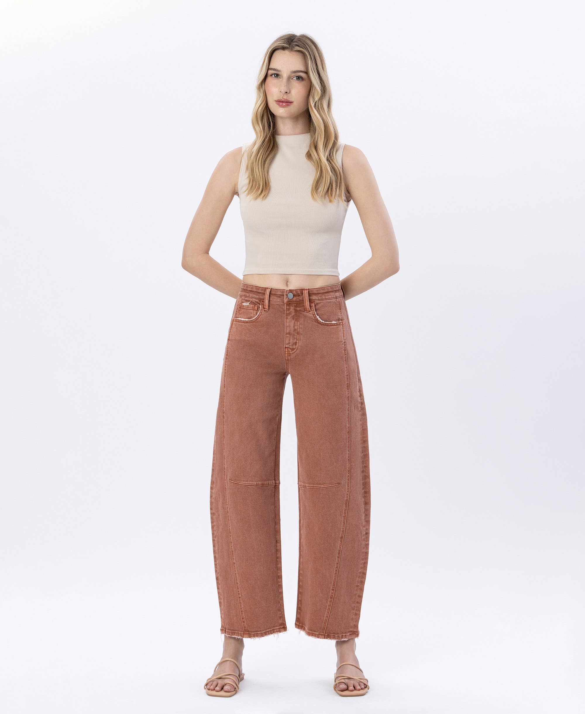 Copper High Rise Barrel Jeans