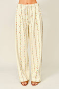 The Kehlani Flower Embroidered Wide Leg Pants
