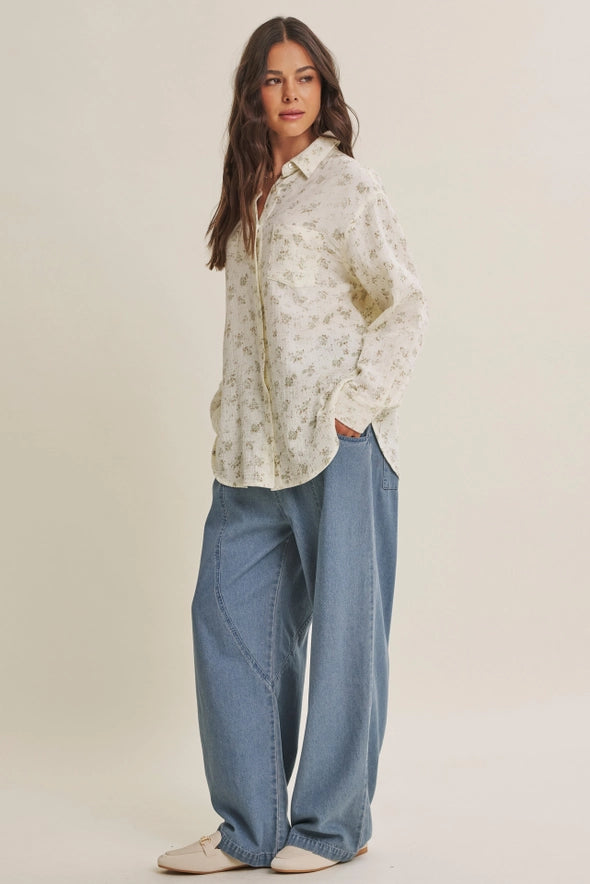 The Stella Floral Print Cotton Gauze Top