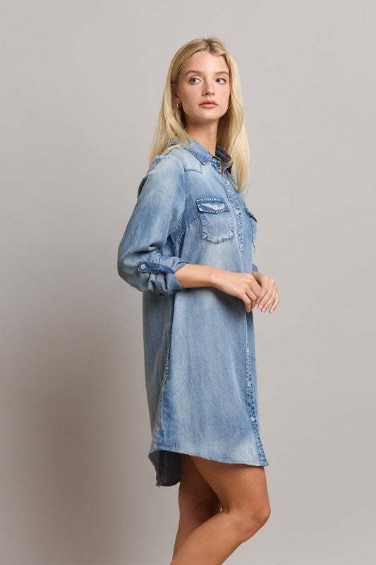 The Tina Denim Shirt Dress