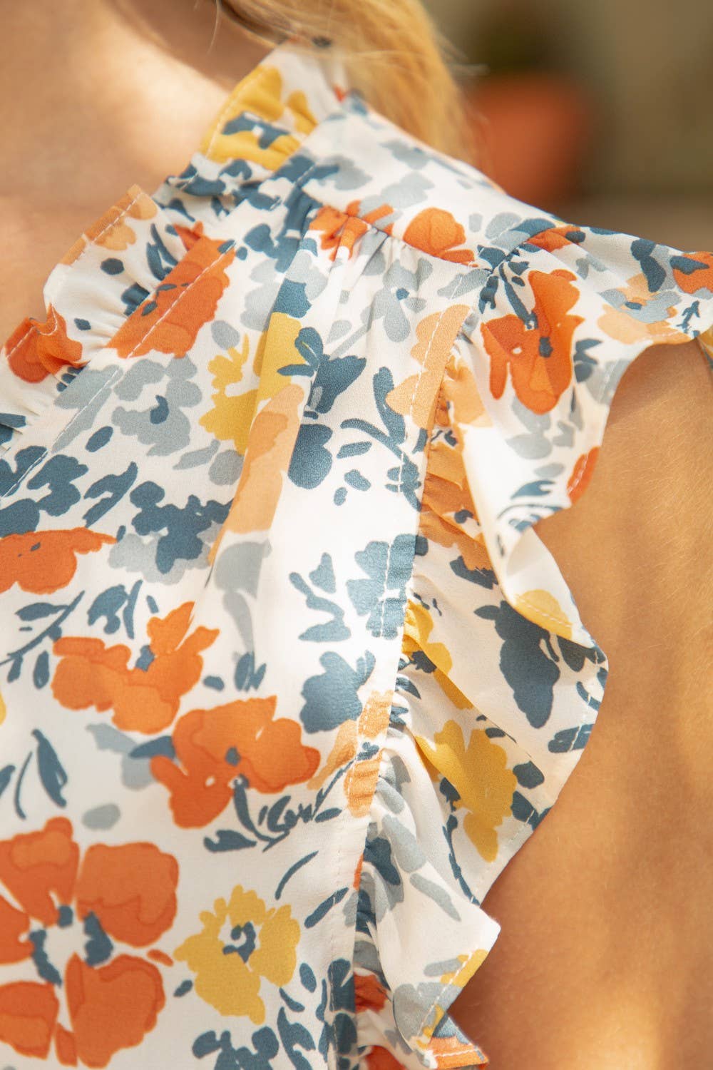 The Josephine Ruffle Neck Floral Top