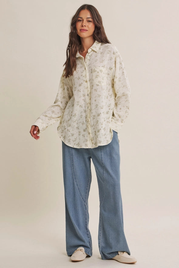 The Stella Floral Print Cotton Gauze Top