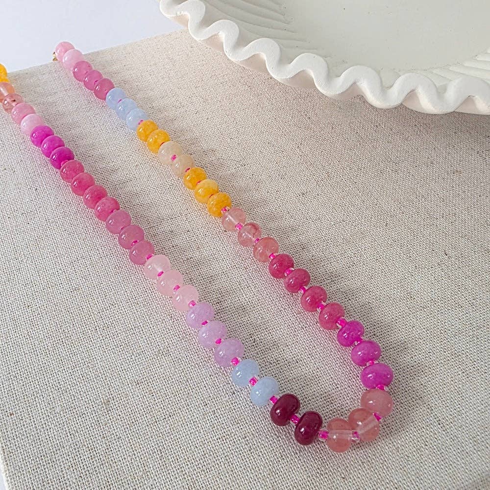 Ombre Semi-Precious Beaded Necklace - WATERPROOF