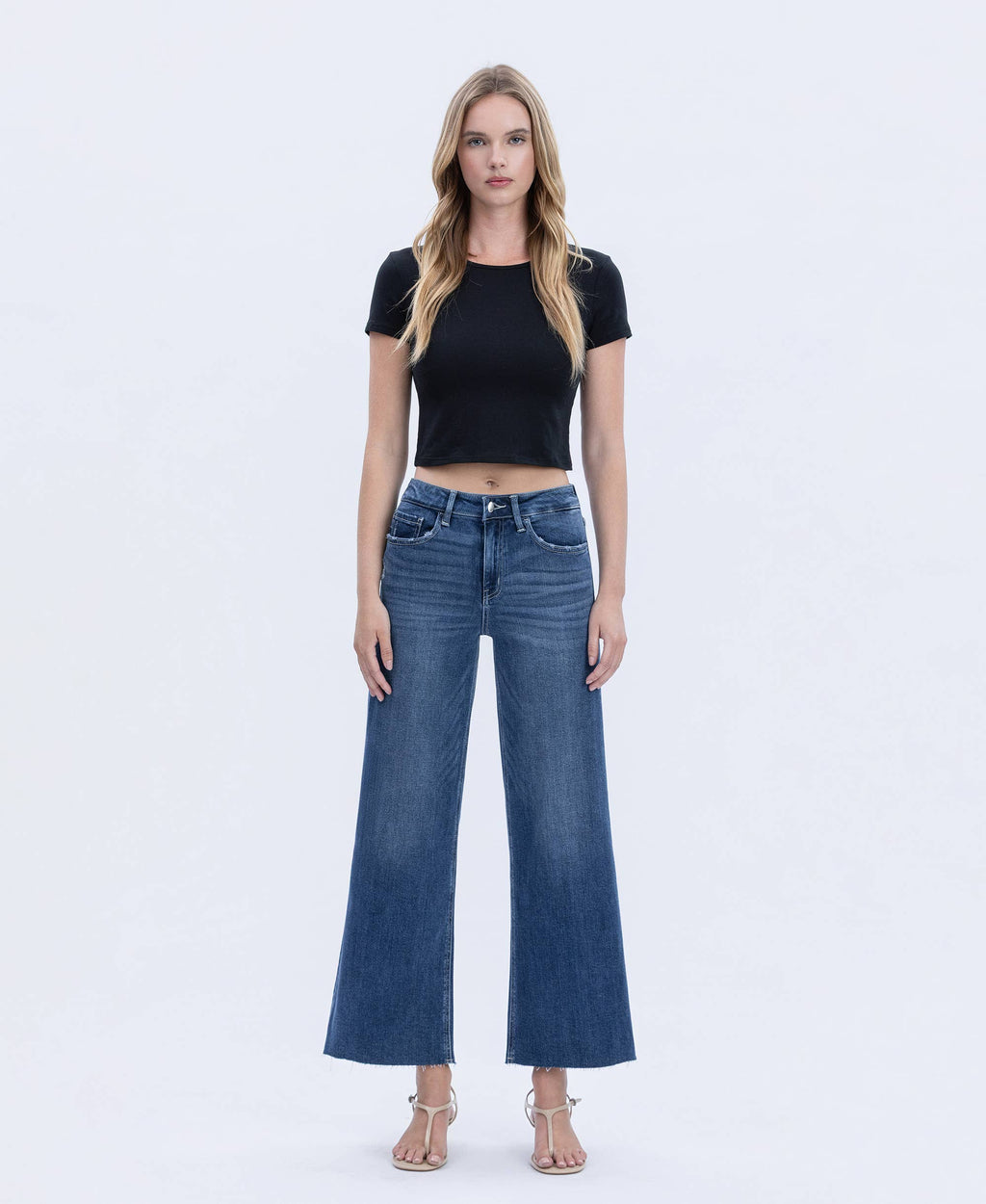 Interlude High Rise Raw Hem Wide Leg