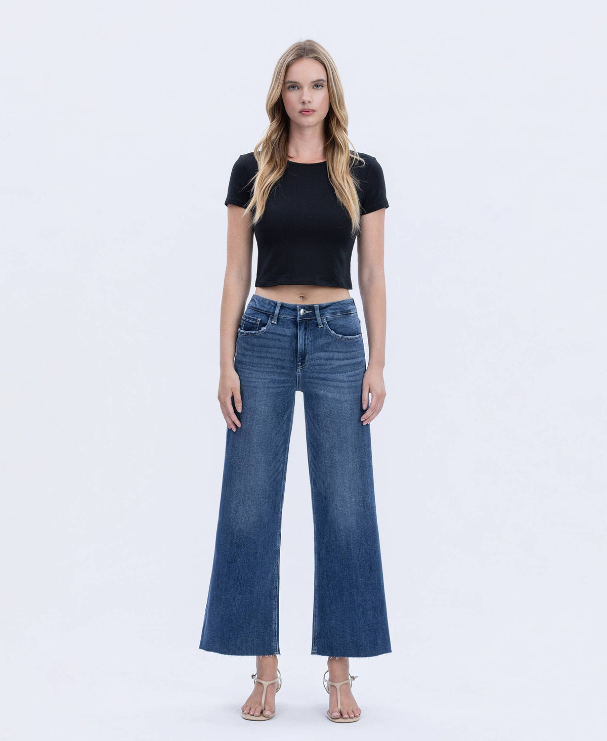 Interlude High Rise Raw Hem Wide Leg