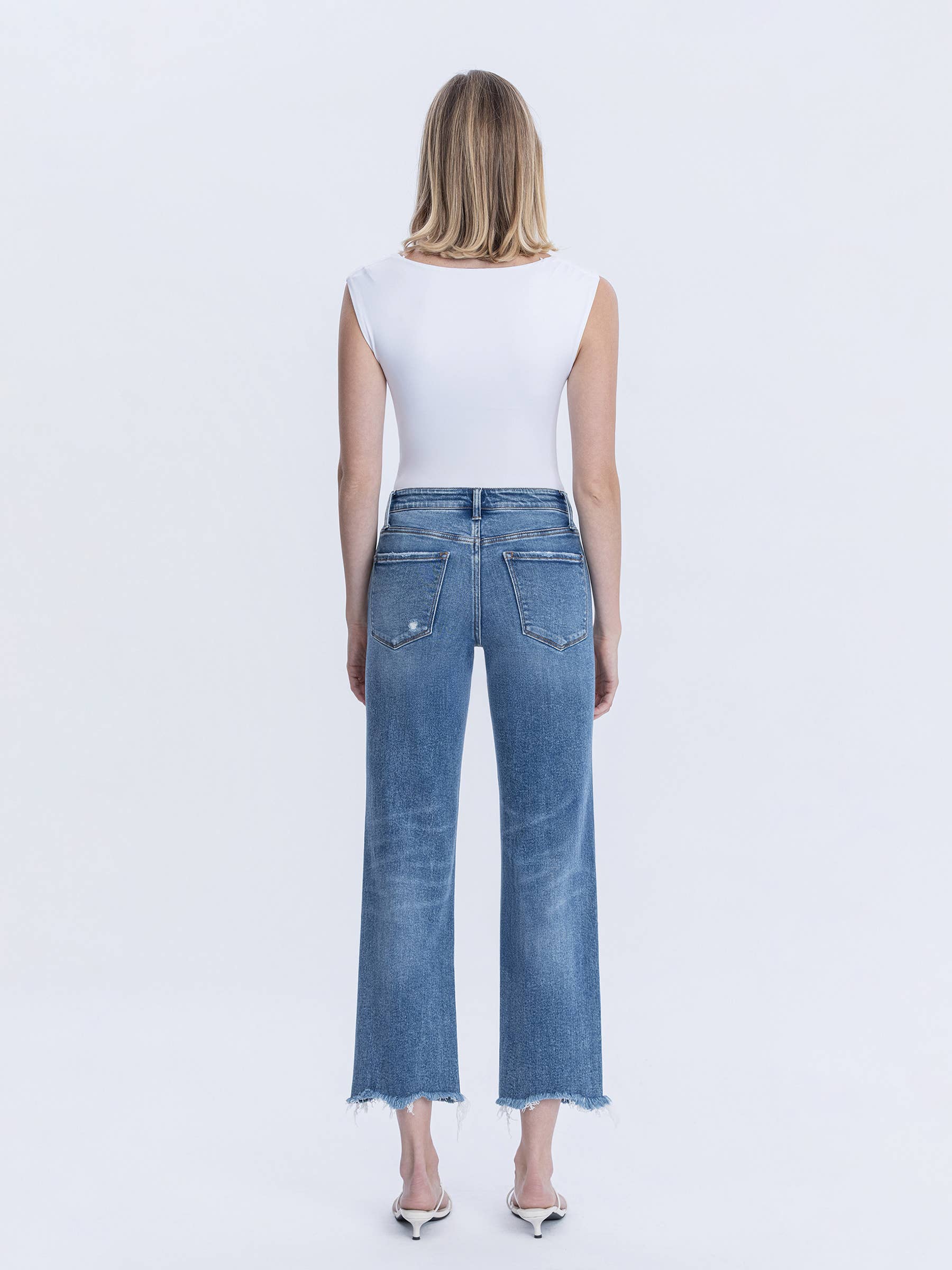 Well Made High Rise Frayed Hem Crop Jeans