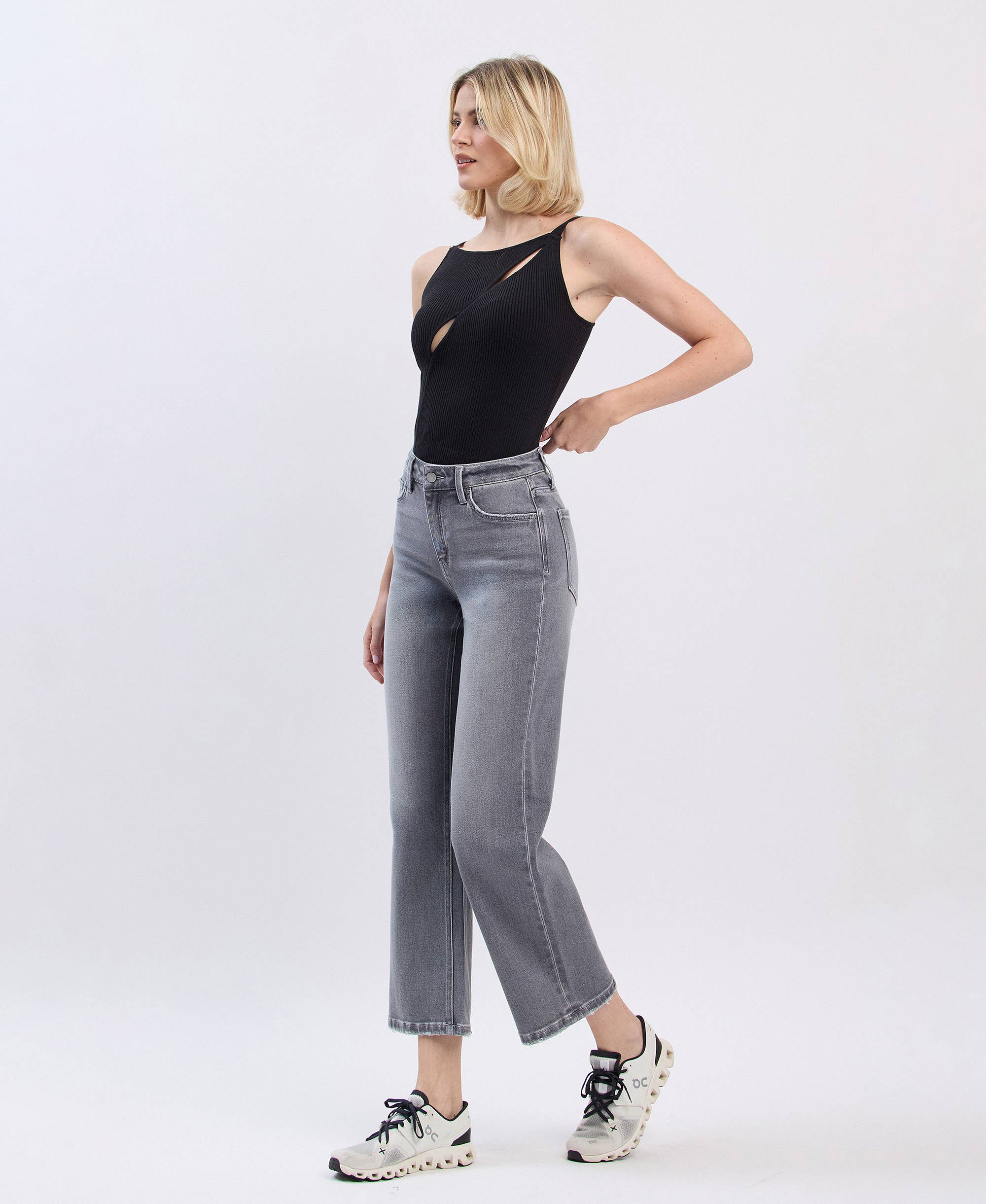 River Eden High Rise Ankle Slim Wide Jeans