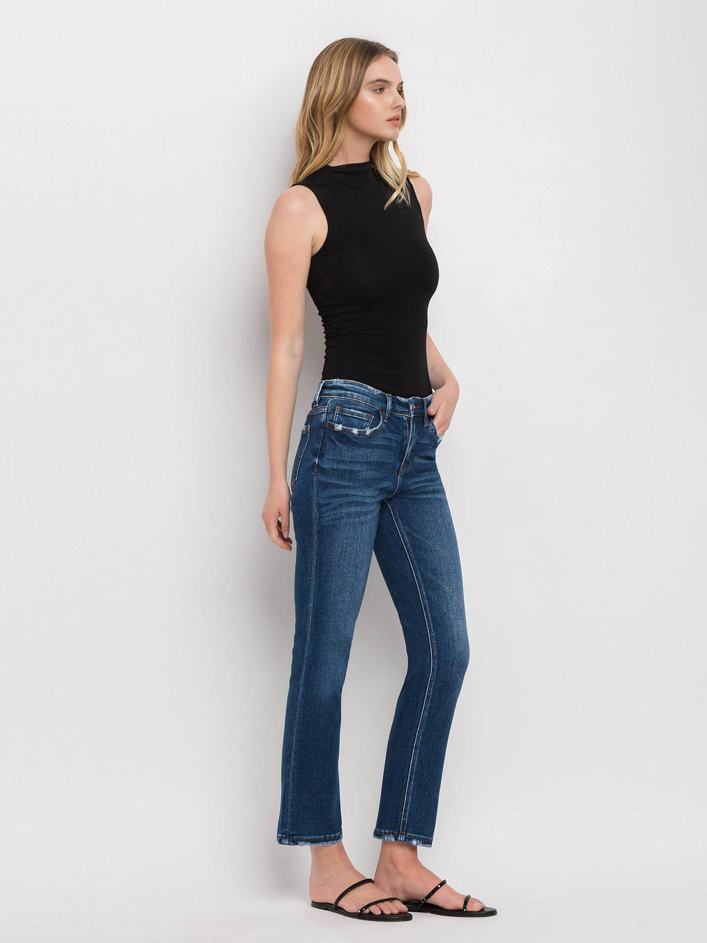 Wax Plant Mid Rise Ankle Straight Jeans