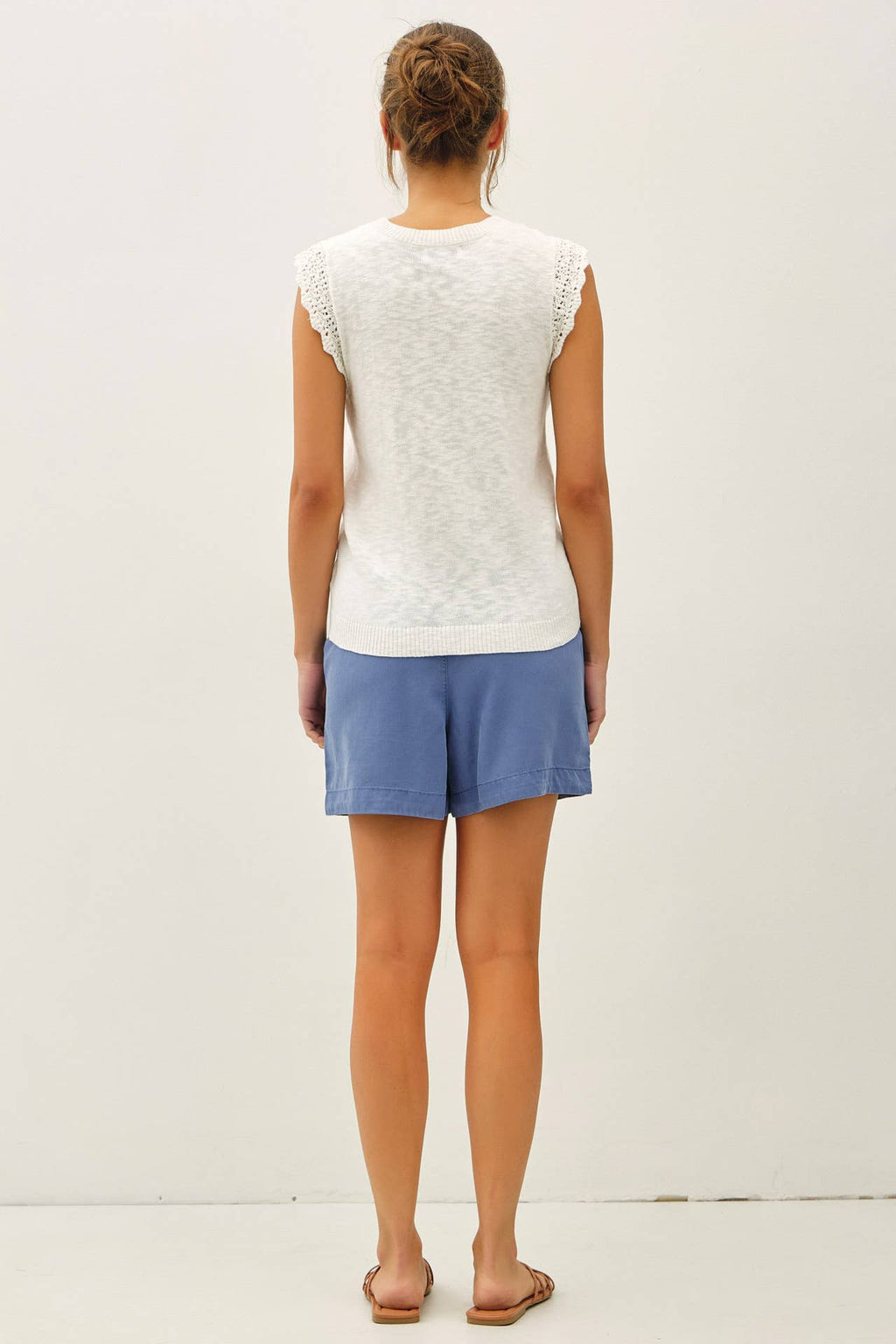 The Allie Crochet Ruffle Cap Sleeve Top