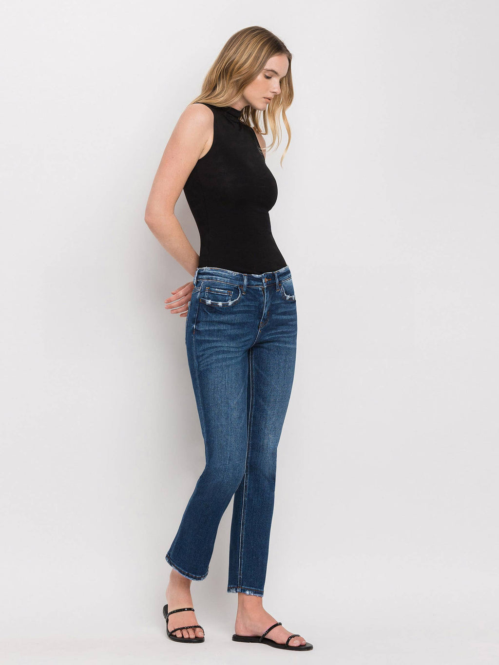 Wax Plant Mid Rise Ankle Straight Jeans
