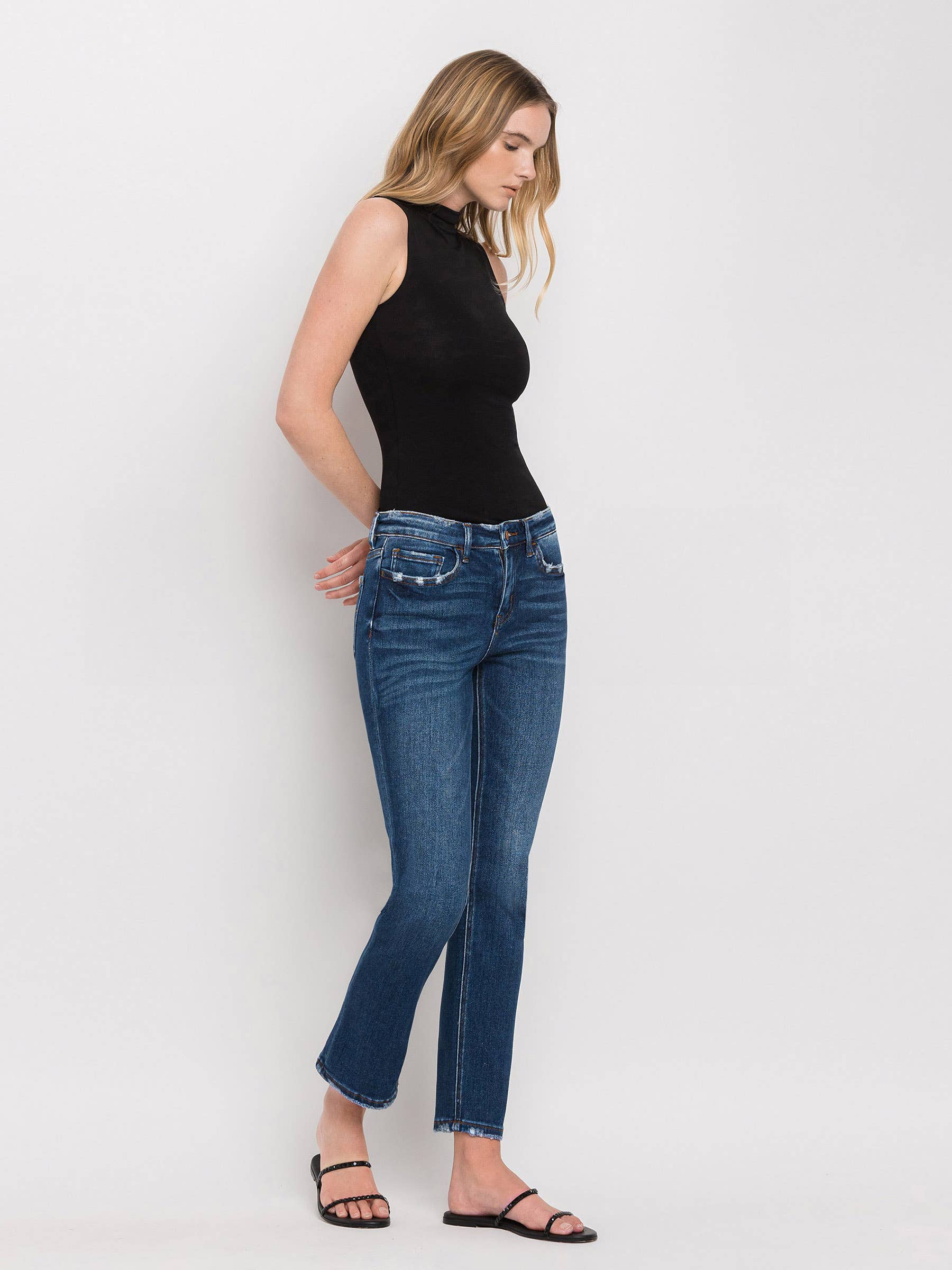 Wax Plant Mid Rise Ankle Straight Jeans