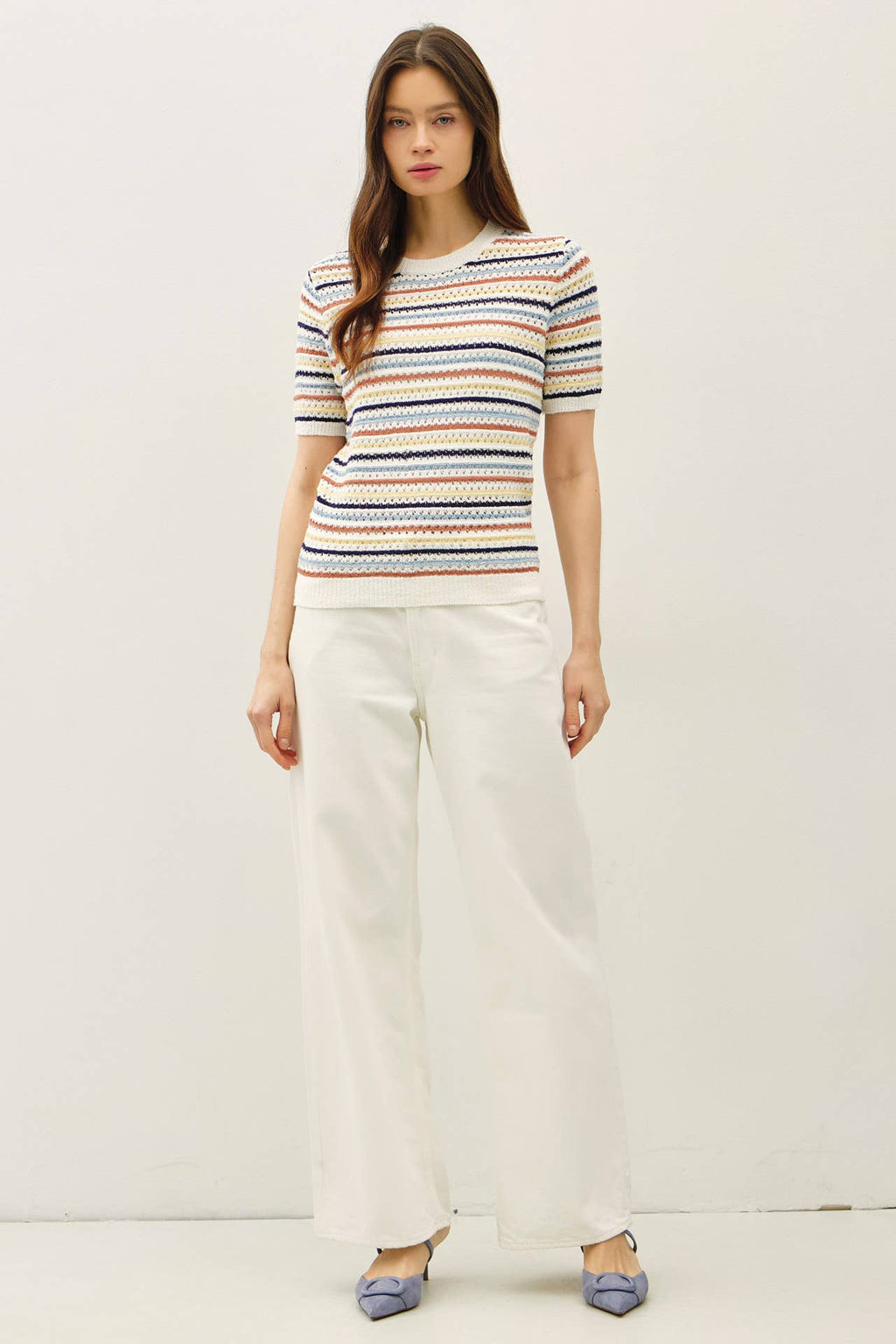 The Dakota Multi Color Stripe Textured Sweater