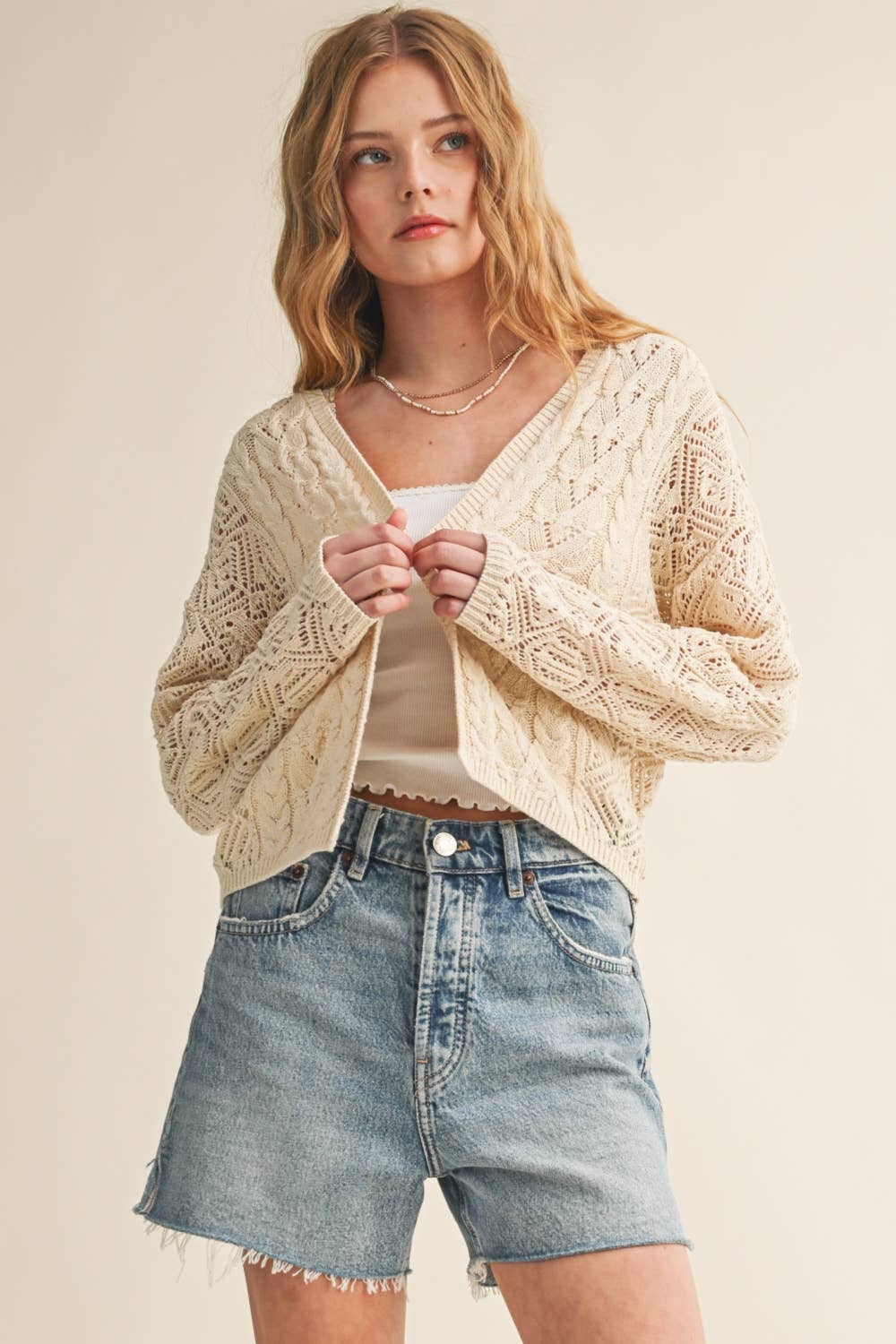 The Phoebe Lightweight Cable Knit Cadigan