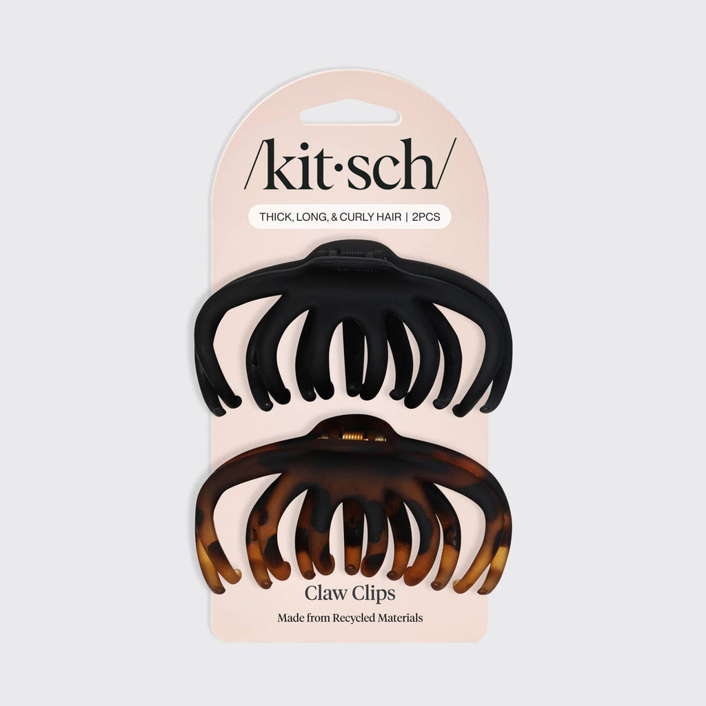 Recycled Plastic Octopus Claw Clips 2pc - Black & Tort