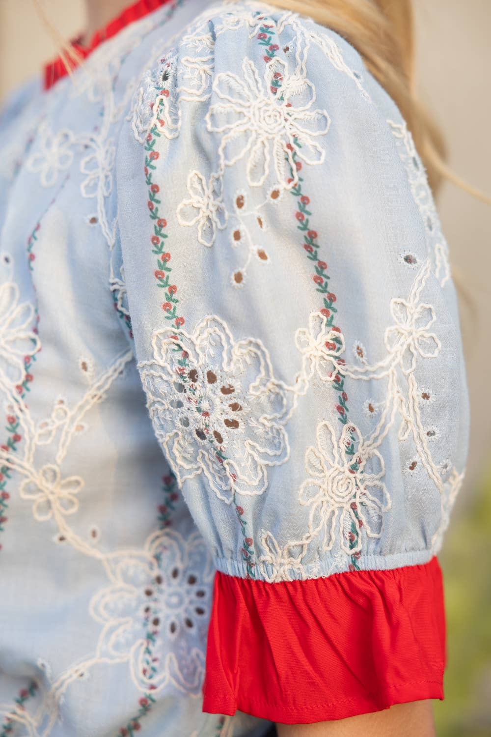 The Lynne SS Eyelet Embroidered Top