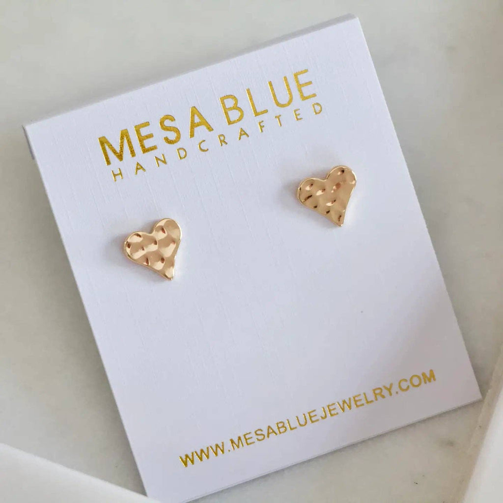 Hammered Heart Stud Earrings
