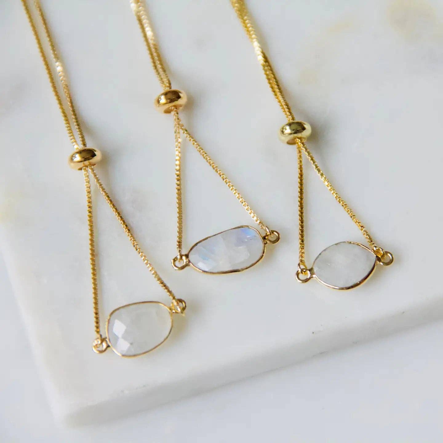 Faceted Gemstone Adjustable Bracelet