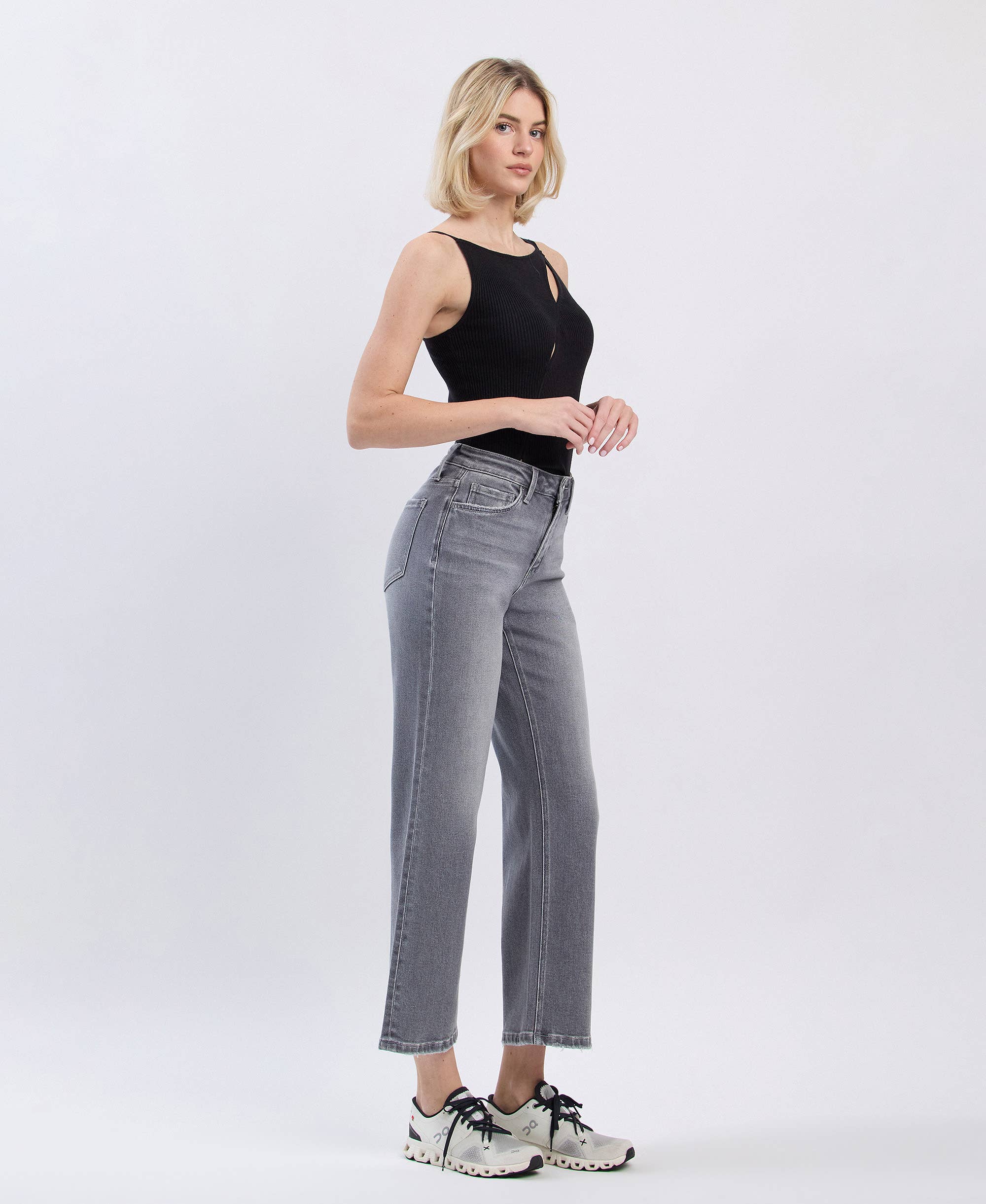 River Eden High Rise Ankle Slim Wide Jeans