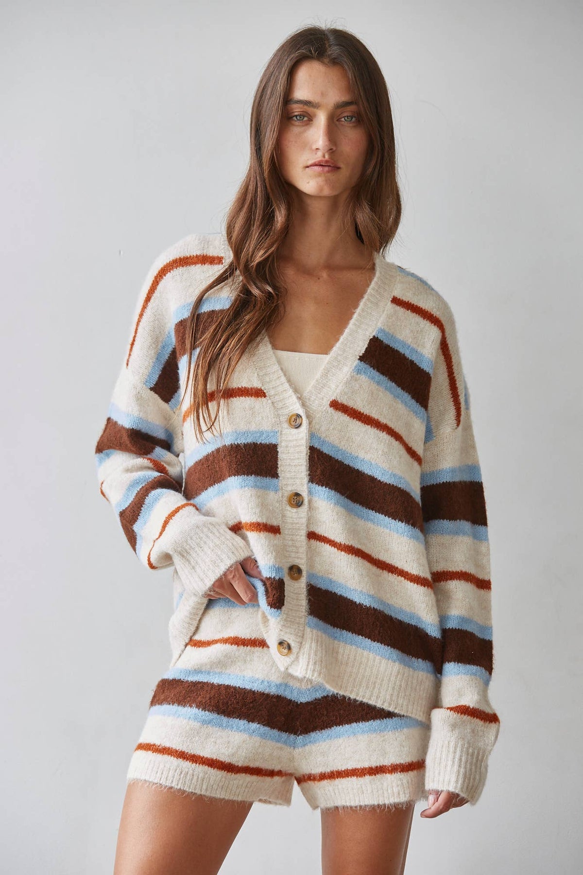 The Britt Multicolor Striped Button Down Cardigan