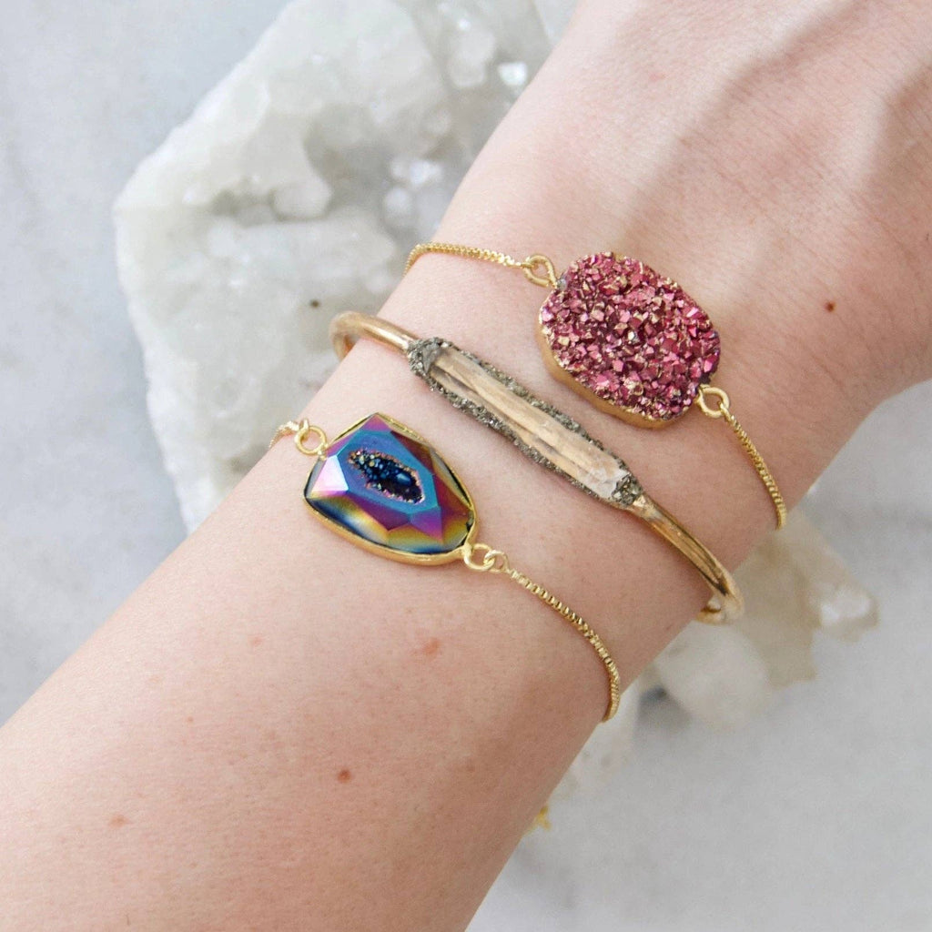 Faceted Gemstone Adjustable Bracelet