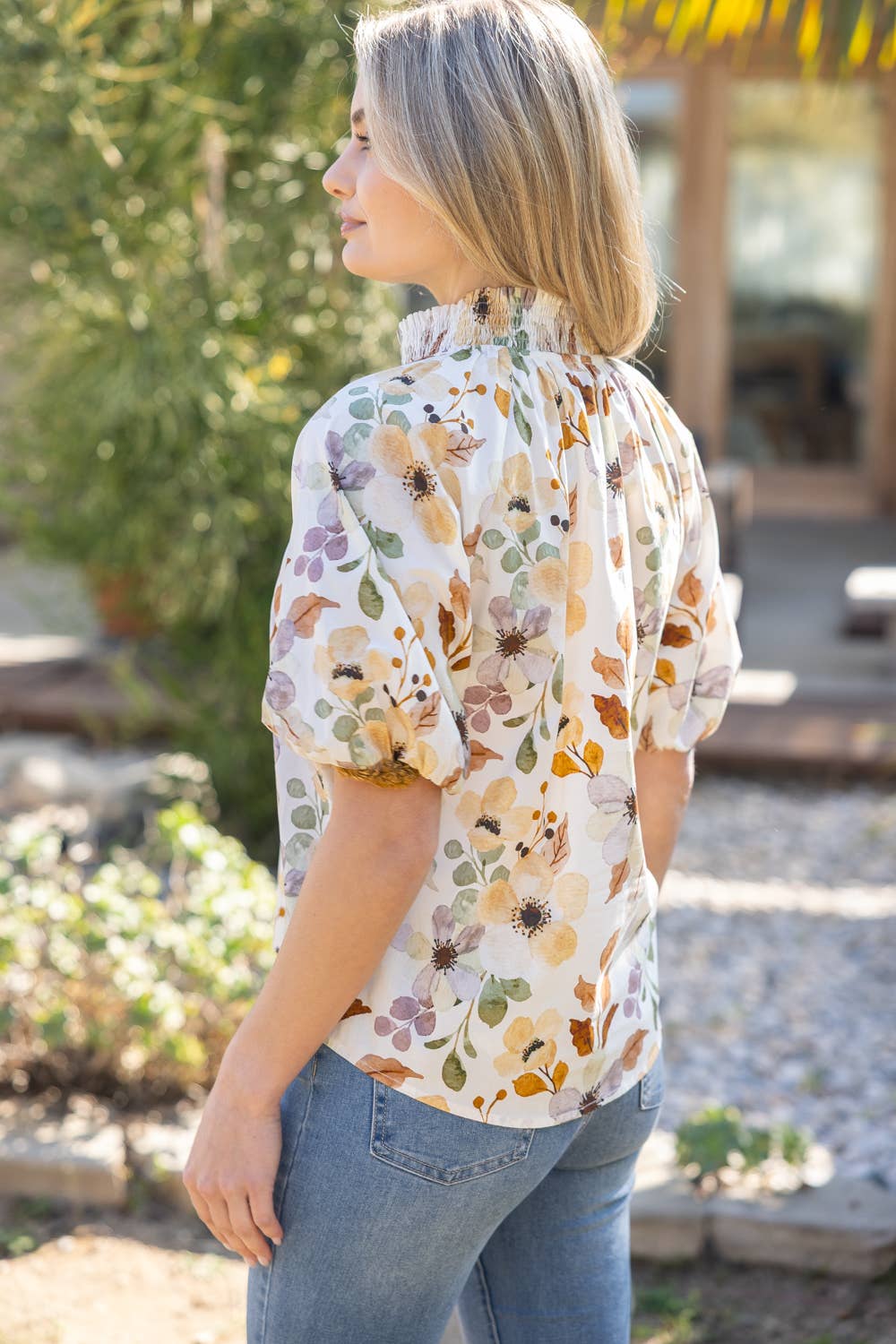 The Claire SS Smocked Neck Top