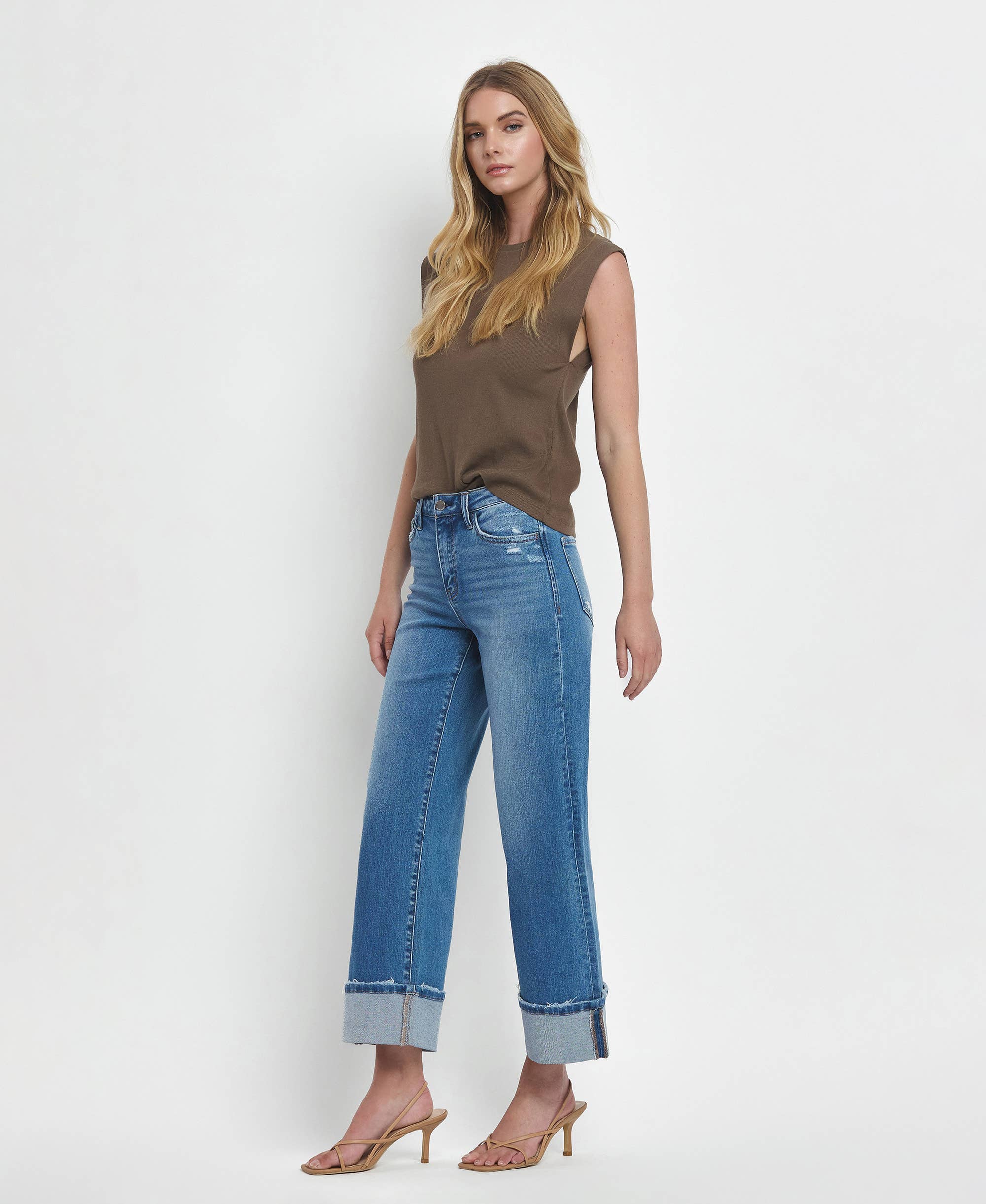 Moorland High Rise Medium Wash Cuffed Jeans