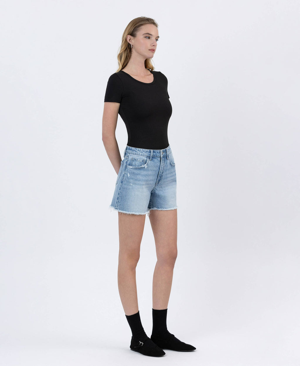 High Rise Boyfriend Denim Shorts