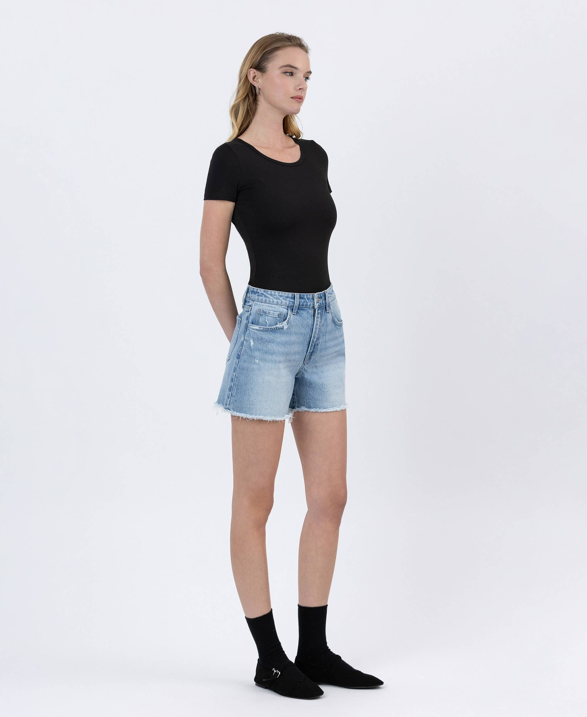 High Rise Boyfriend Denim Shorts