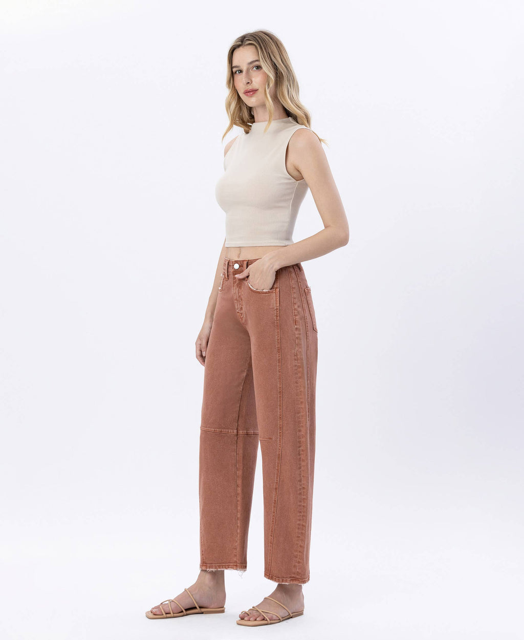 Copper High Rise Barrel Jeans