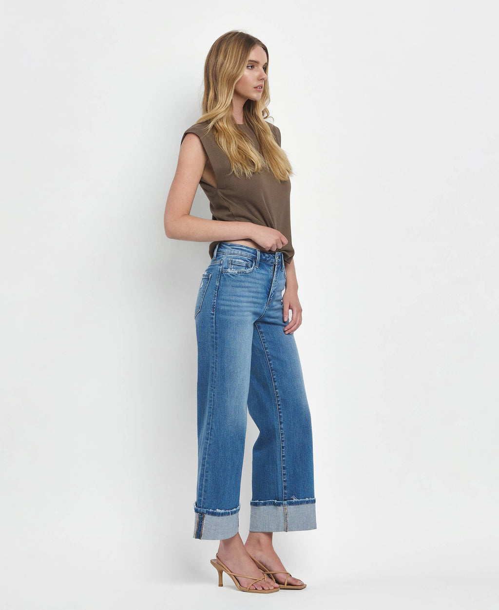 Moorland High Rise Medium Wash Cuffed Jeans