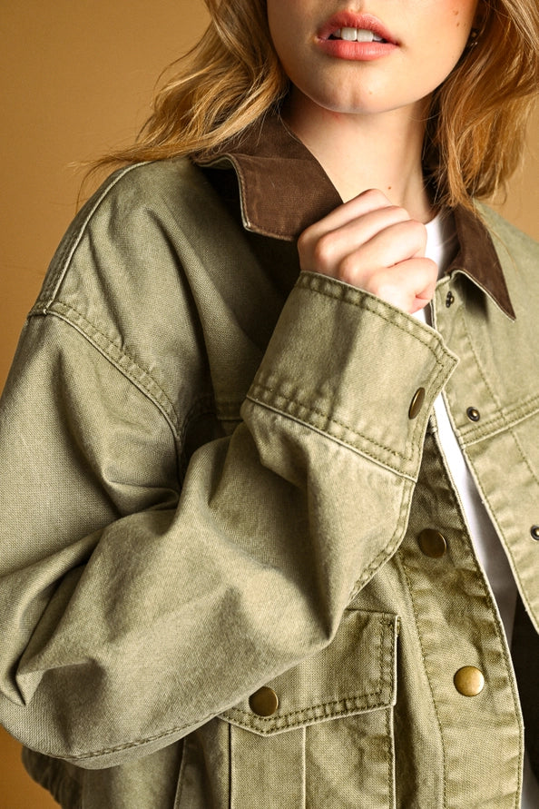 The Piper Contrasted Collar Utility Jacket