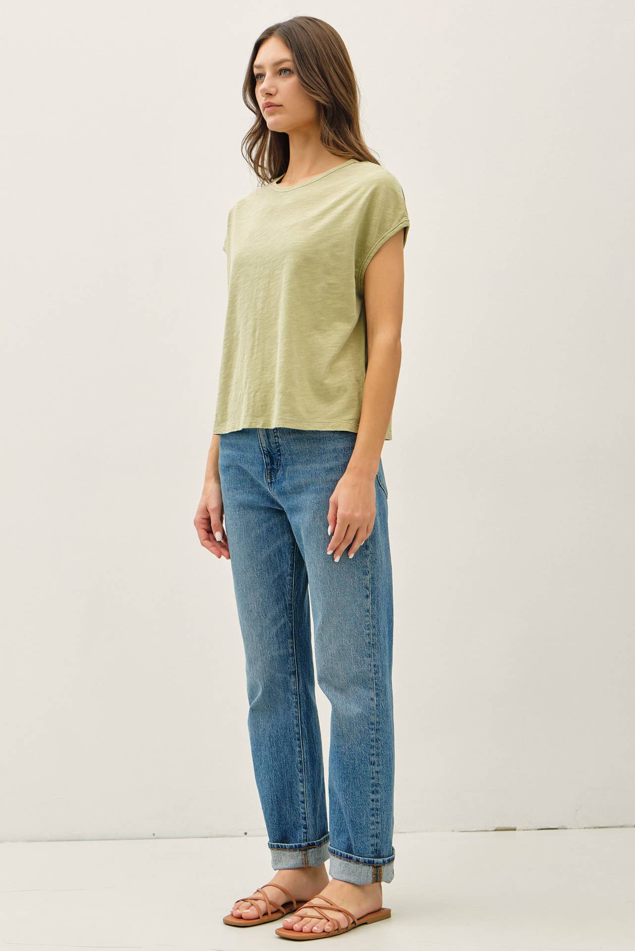 The Daisy Cotton Slub Cap Sleeve Tee