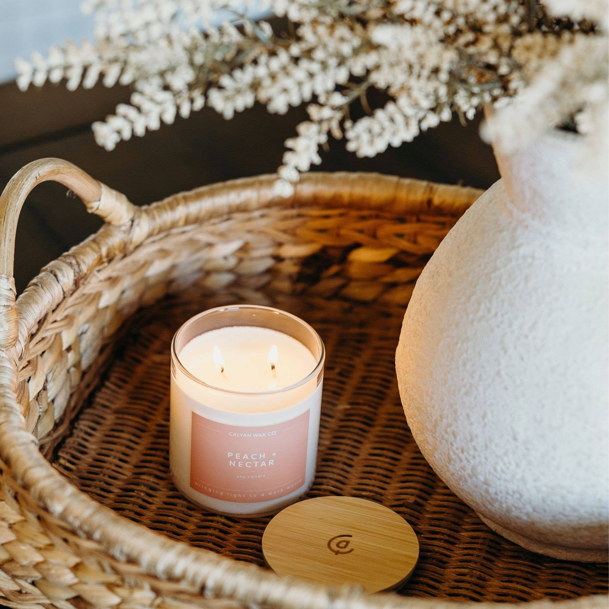 Peach + Nectar - Clear Glass Tumbler Soy Candle