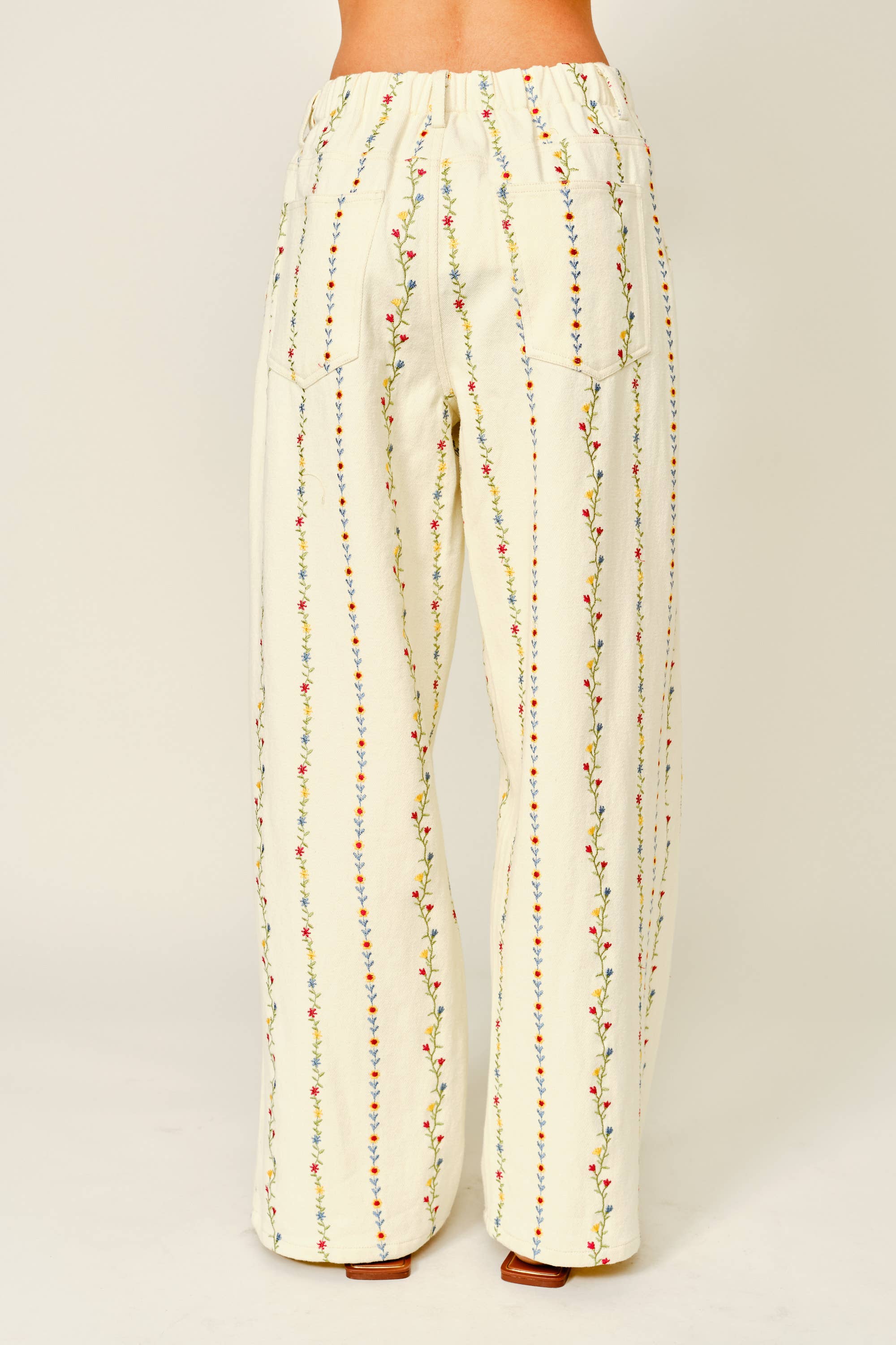 The Kehlani Flower Embroidered Wide Leg Pants