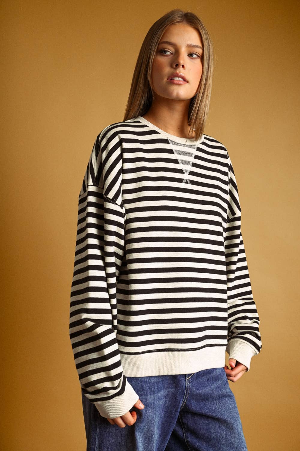 The Serena Striped Long Sleeve Sweatshirt