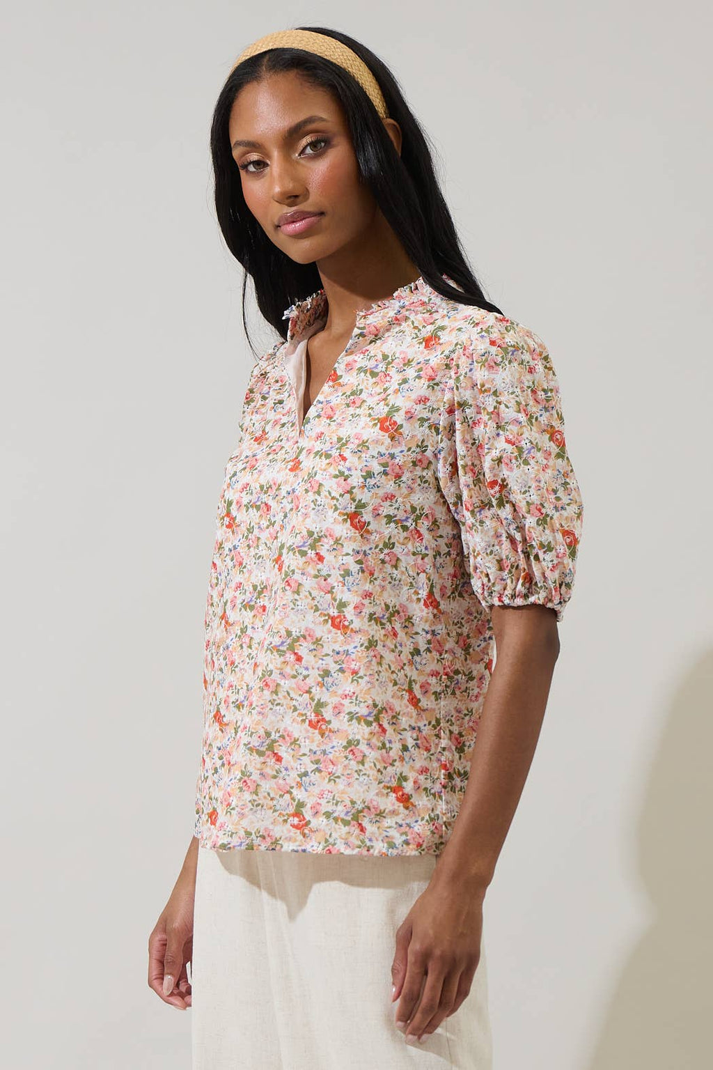 Rayden Floral Split Neck Top