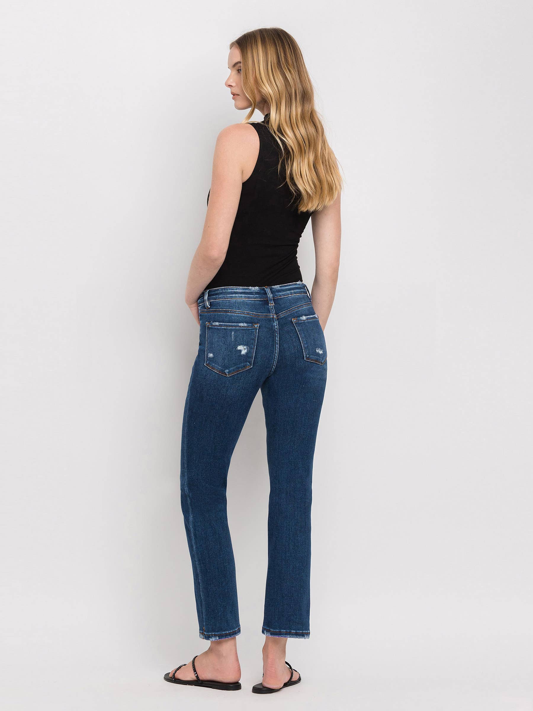 Wax Plant Mid Rise Ankle Straight Jeans