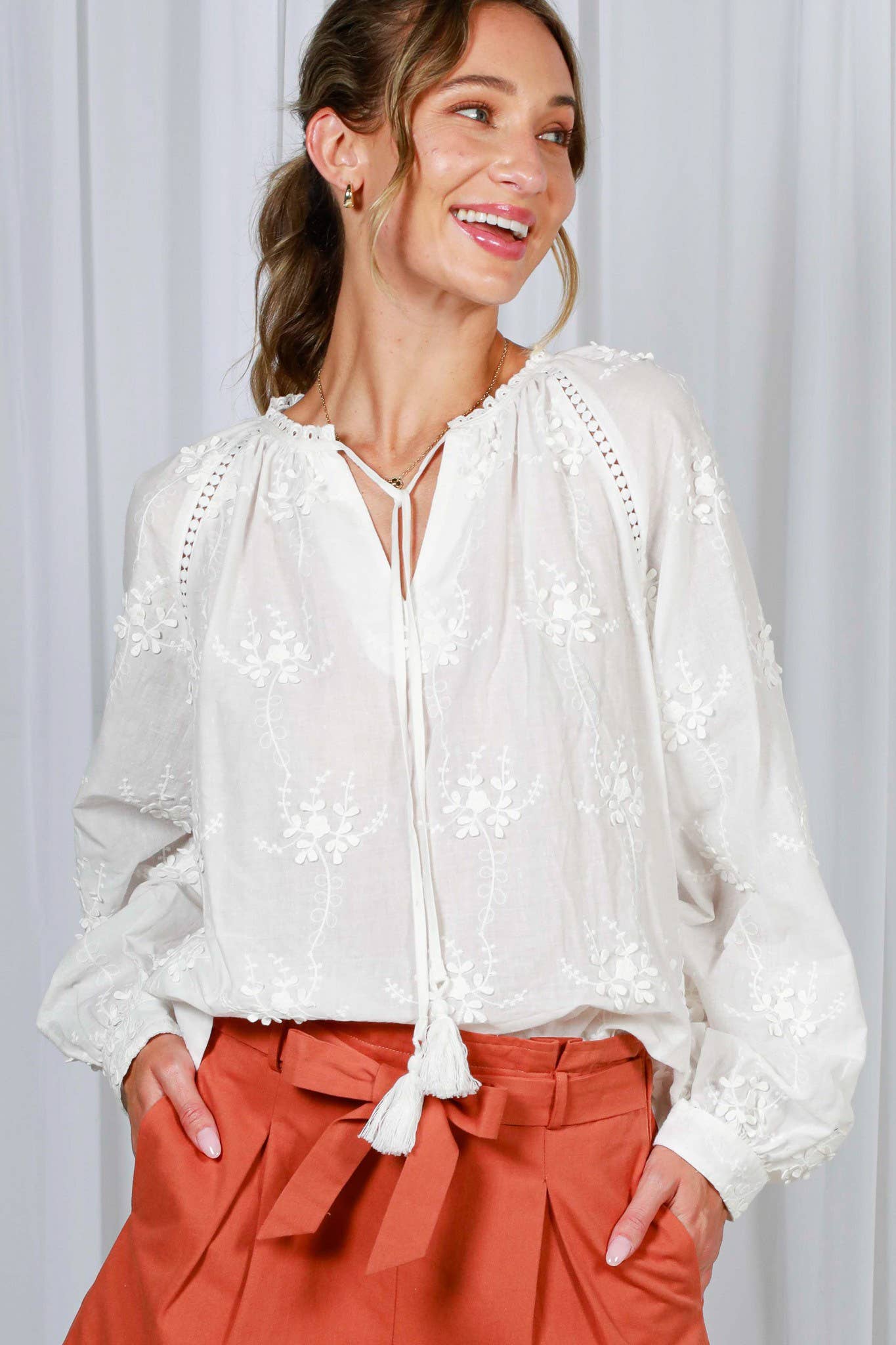 The Ciara 3D Floral Embroidered Top