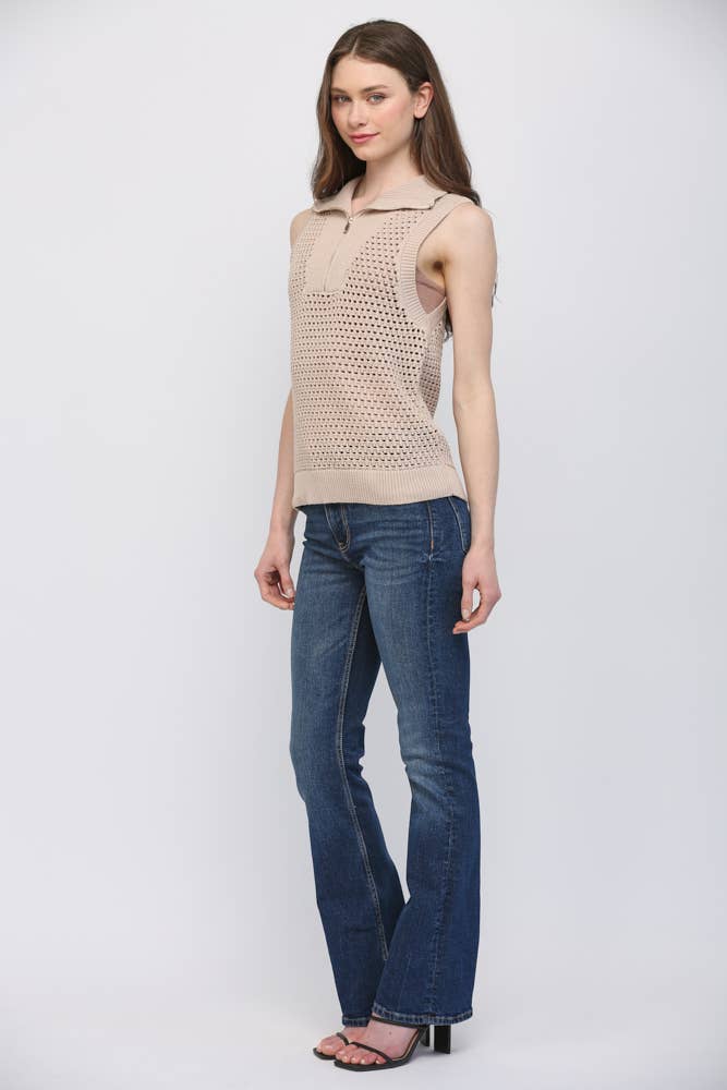 The Gia Half-Zip Sleeveless Sweater