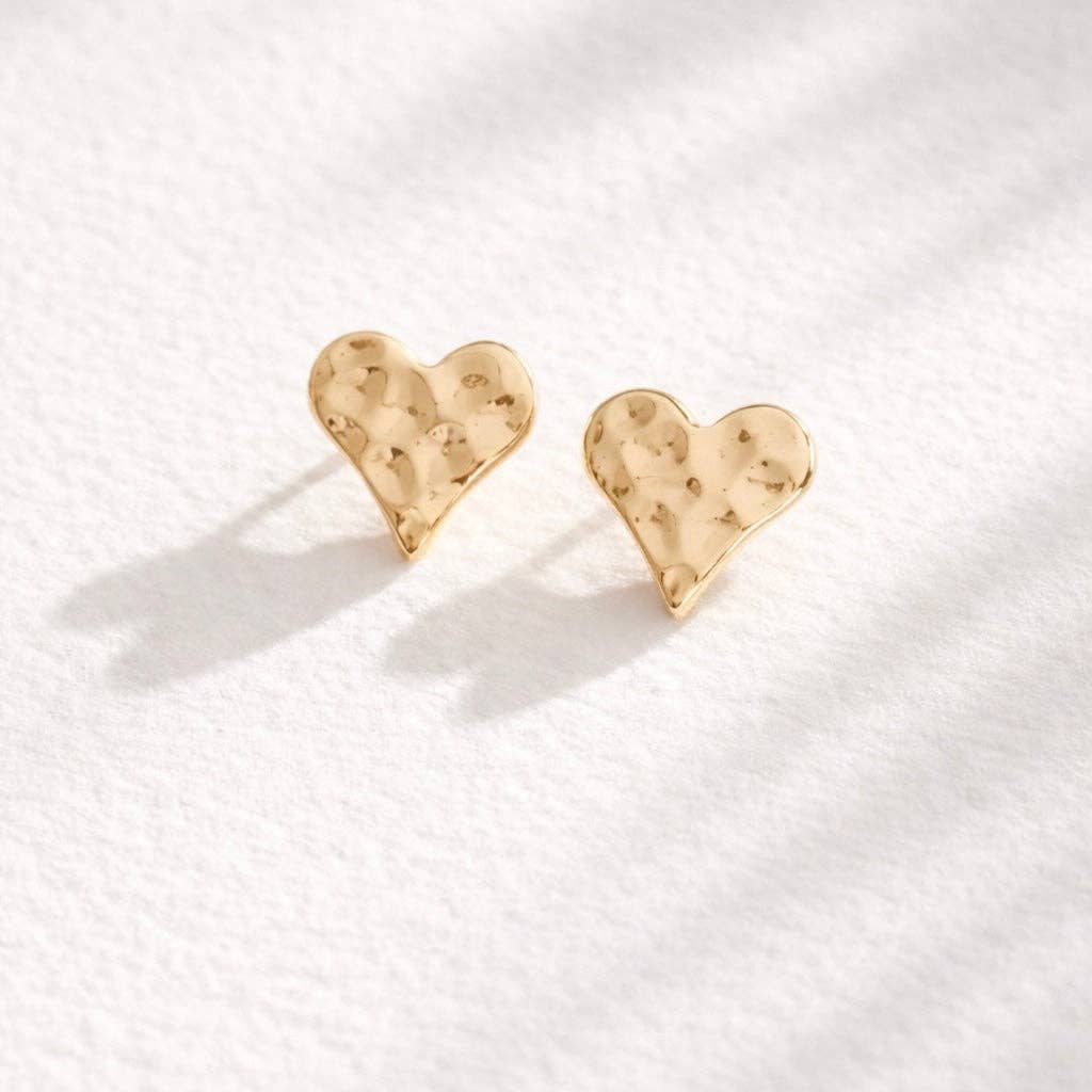 Hammered Heart Stud Earrings