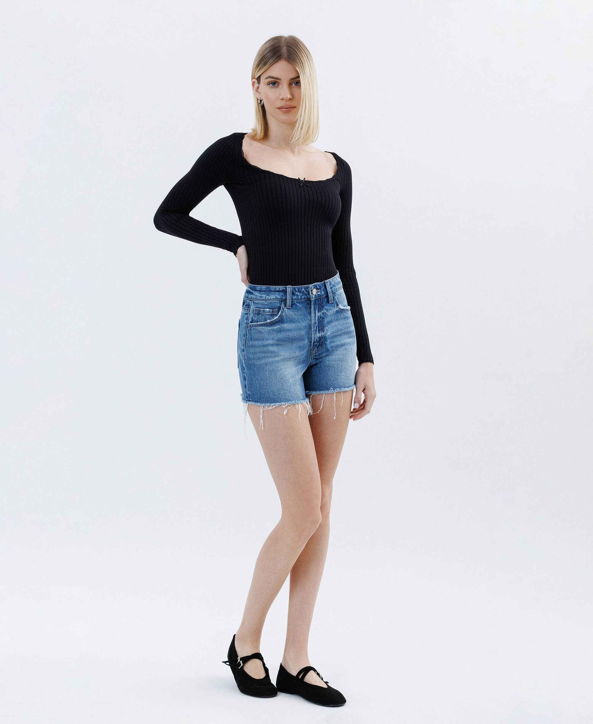 High Rise Denim Shorts
