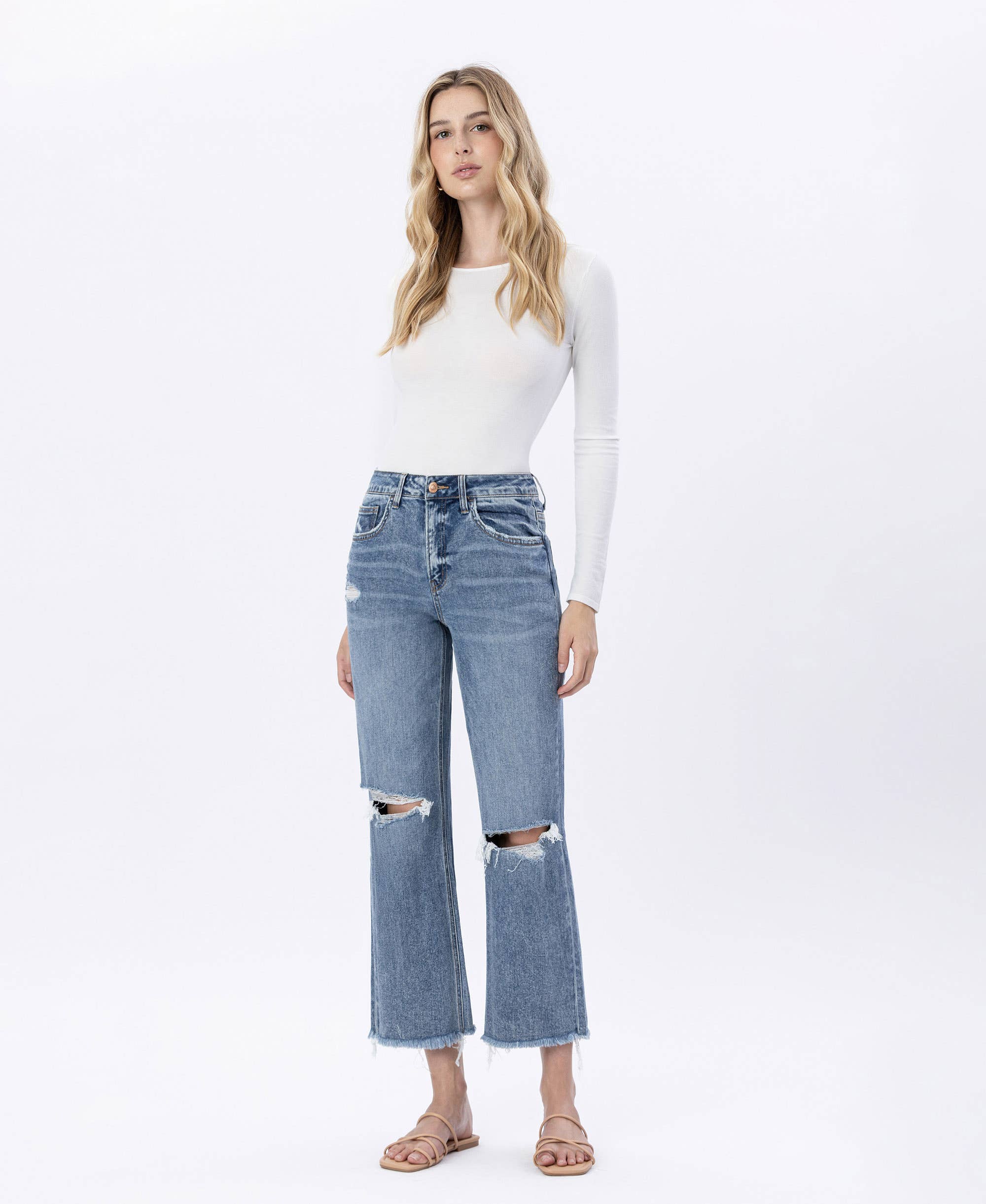 Punctual High Rise Distressed Dad Jeans