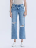 Peggy High Rise Raw Hem Crop Slim Wide Jeans