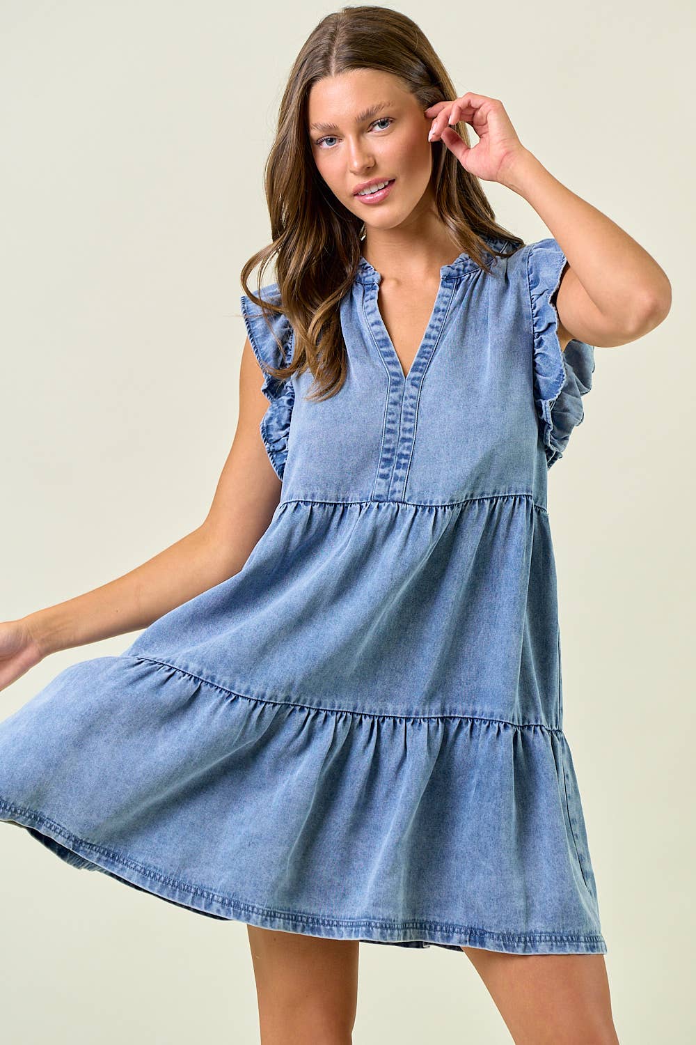 The Brooklyn Tencel Ruffle Mini Dress