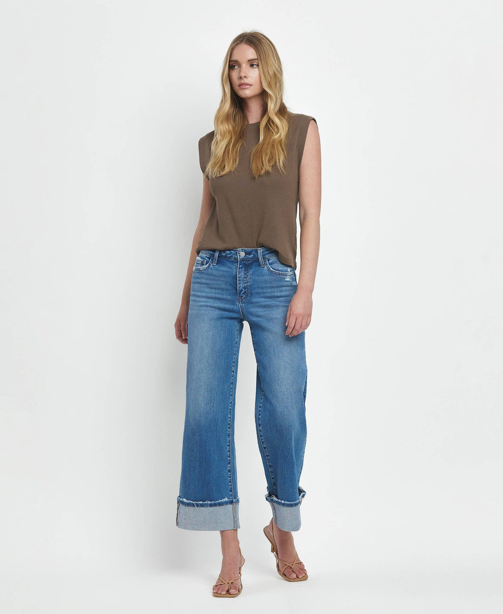 Moorland High Rise Medium Wash Cuffed Jeans