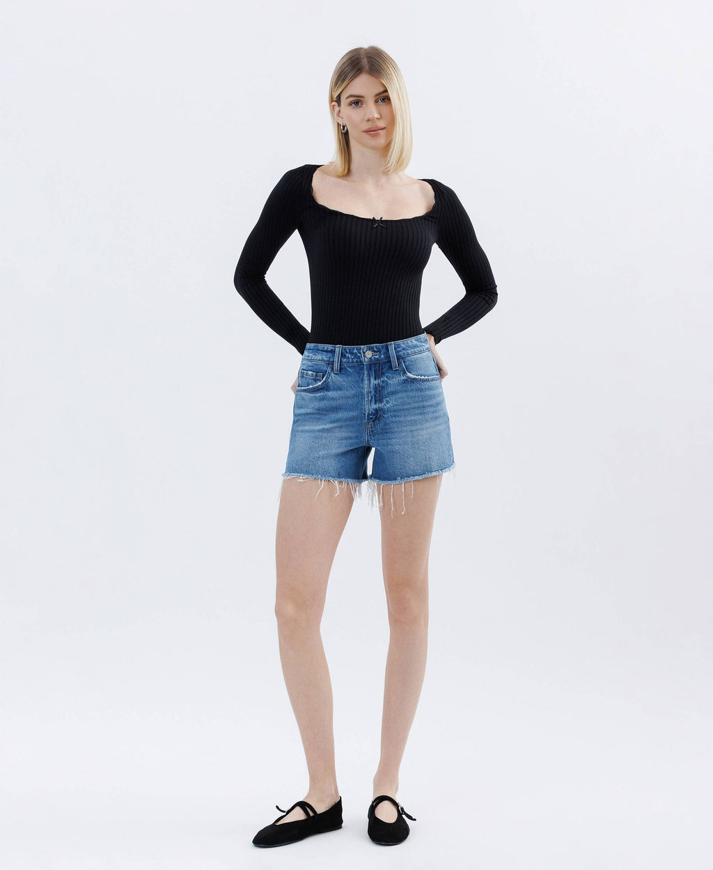 High Rise Denim Shorts