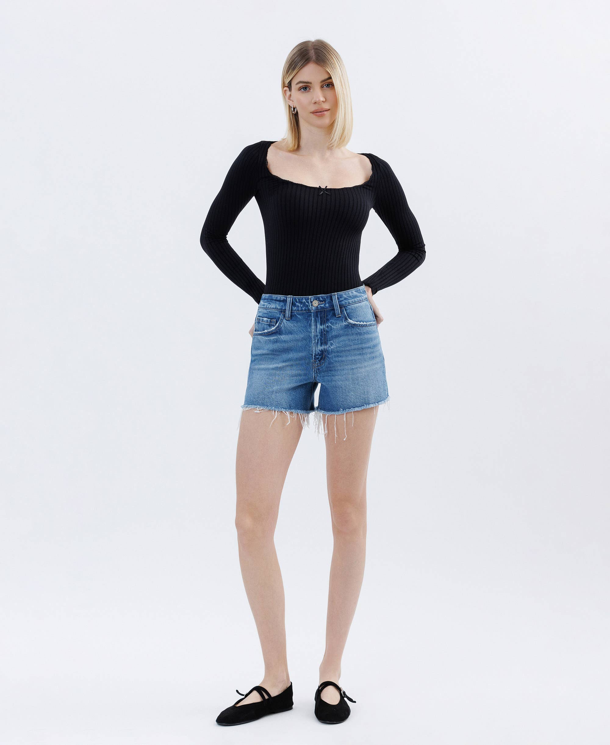 High Rise Denim Shorts