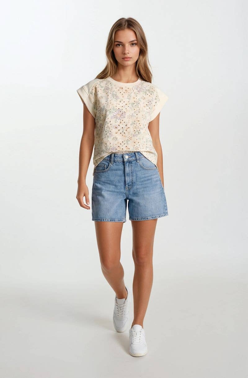 The Johanna Floral Embroidery Muscle Top
