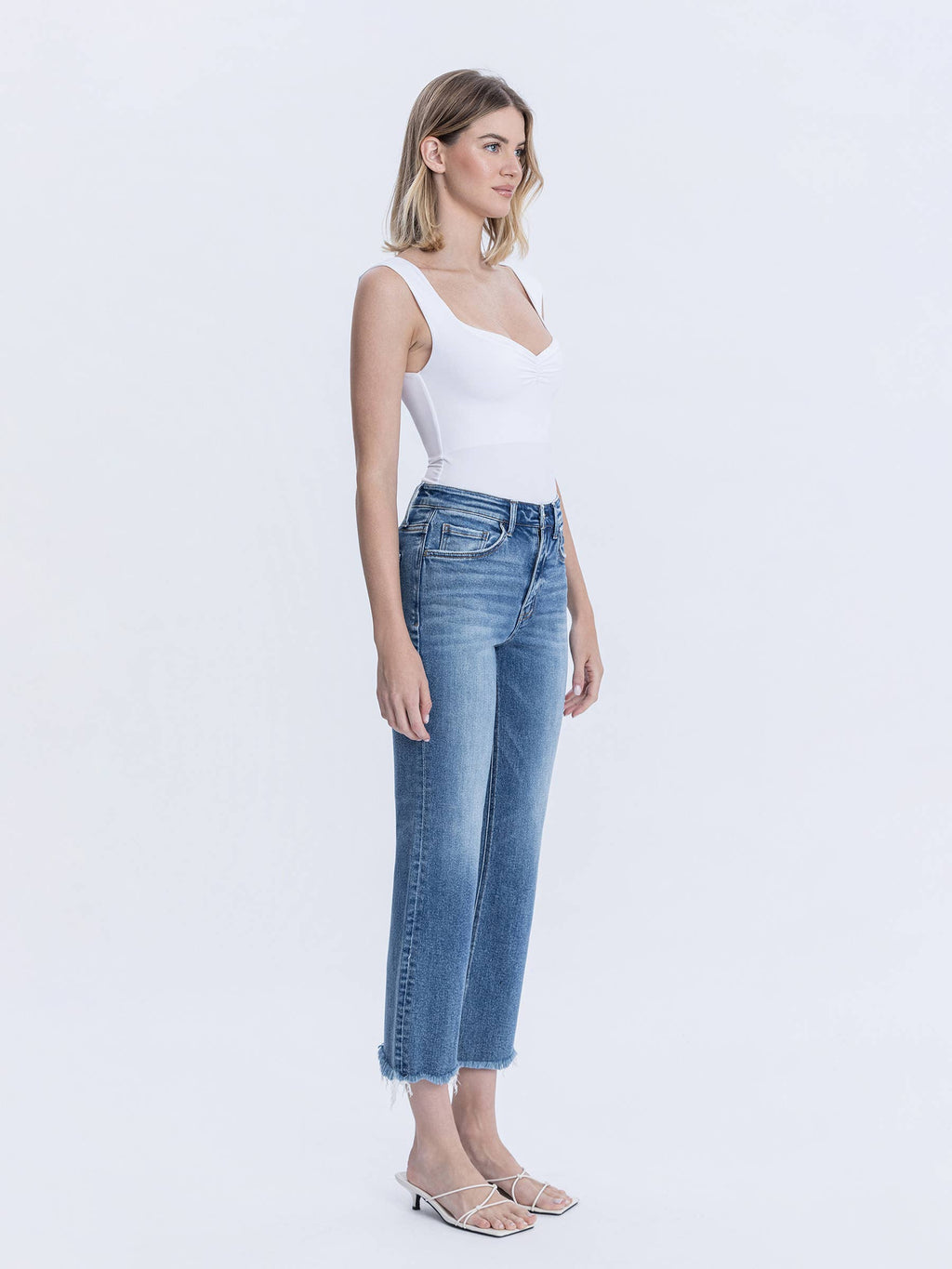 Well Made High Rise Frayed Hem Crop Jeans
